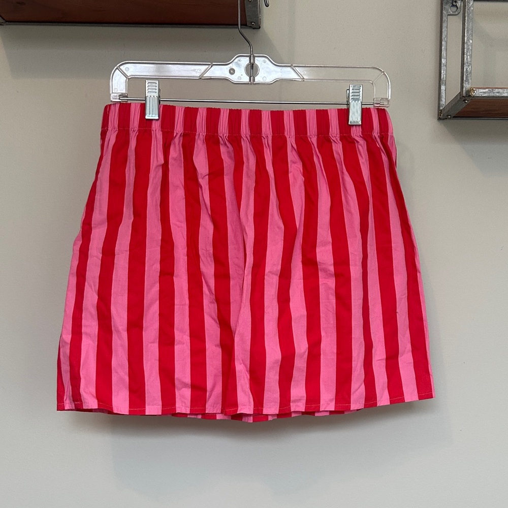 ASOS Pink and Red Striped Mini Skirt